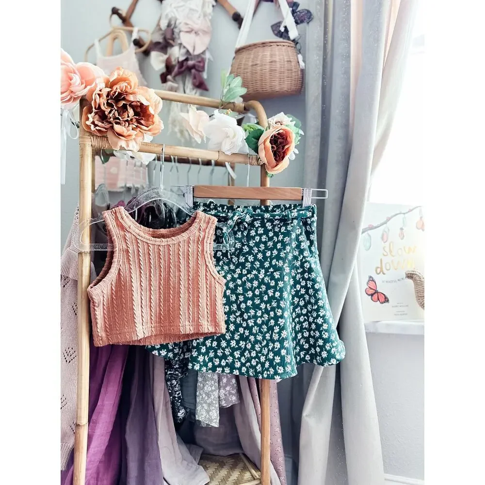Zara Garden Party Blooming Floral Skater Skirt + Cinnamon Crop Top